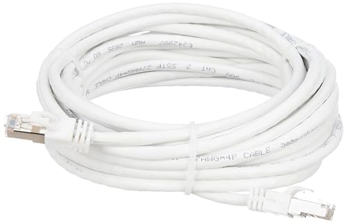 Image of Amazon Basics Cat 7 Ethernet Cable, RJ45 LAN Patch Cable, 10 Gigabit High-Speed Internet Network Cable for Security Camera, Router, Modem, Gaming & PC, 25 Feet (7.62 m), White