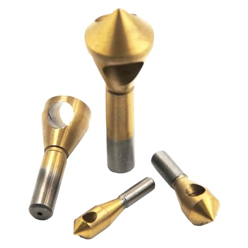 4 Pieces Countersink Chamfering Drill Bit Deburring Tools Set for Efficient Taper Hole Cutting in Various Materials