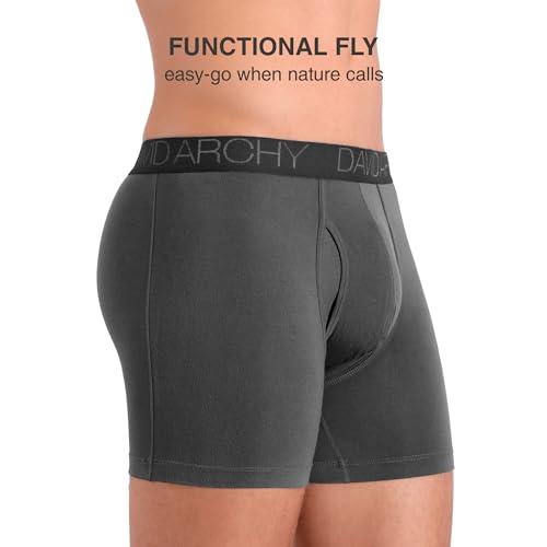 DAVID ARCHY Men's Boxer Briefs, Soft and Lightweight Breathable Underwear with Waistband Moisture-Wicking with Fly Underwear for Men 4 Pack (XXL, Black - 5.5" in 4 Pack)