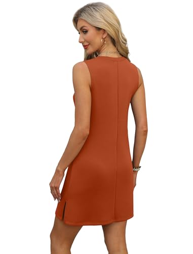 Image of BKRIVE V-Neck Summer Casual Beach Dresses for Women 2026 Vacation Women's Sleeveless Sundress with Split
