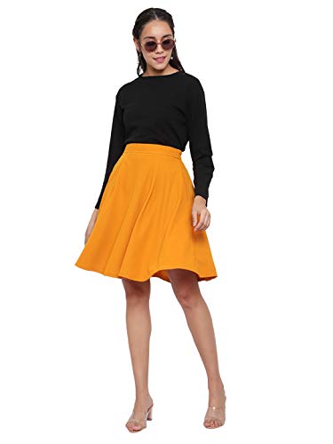 yellow top with black skirt