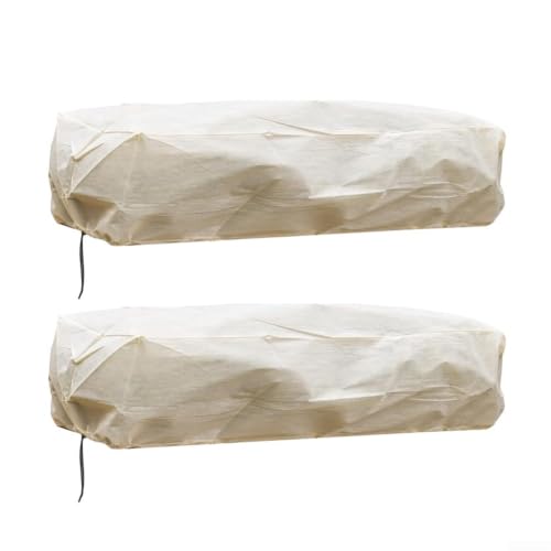 Fioriera rettangolare antigelo per balconi e terrazze, in tessuto non tessuto, protezione contro vento, pioggia e gelo, beige, confezione da 2 (100 x 40 x 45 cm)