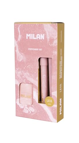 MILAN® Caja regalo serie Lava con bolígrafo P1, portaminas PL1 0,5 mm HB y afilaborra CAPSULE, rosa