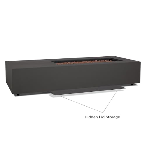 Image of Real Flame Aegean 72in Rectangle Propane or Natural Gas Fire Pit Table, 65,000 BTU, Powder-Coated Steel, Push-Button Ignition, CSA Certified, Stainless Steel Burner with Lid (Weathered Slate)