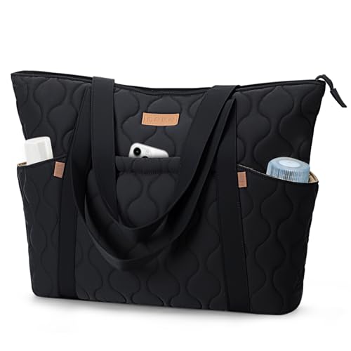 Lekespring Bolso Tote Mujer Grande, Bolso Shopper Acolchado Ligero con Compartimento para Portátil de 15,6