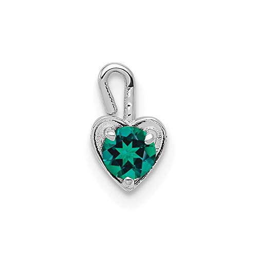 The Black Bow May Synthetic Emerald 14k White Gold Heart Pendant Enhancer, 5mm