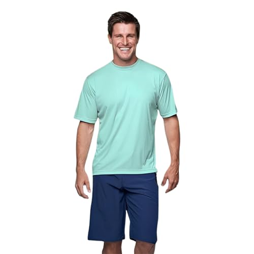 Banana Boat Men Rash Guard Short Sleeve tee Shirt for Men 100% Polyester | Waterproof | UPF 50+ | UV Protection | Quick-Dry | Sea Foam Medium