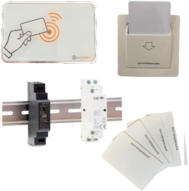 Porte Italiane, Lecteur de Badge RFID pour Contrôle d'Accès des Chambres dans Les B&B, Hôtels et Auberges, avec Pochette pour Économie d'Énergie, Kit Complet avec 4...