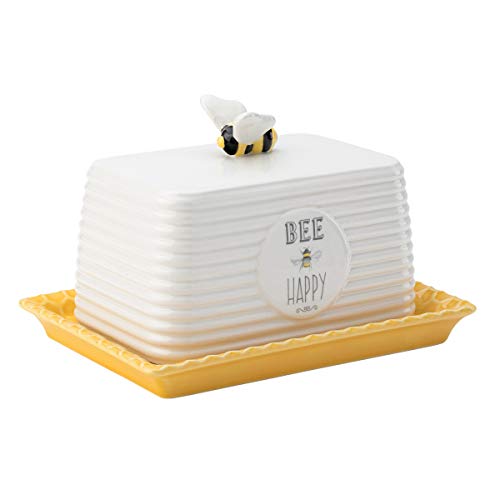 ENGLISH TABLEWARE CO DD0197A01 English Tableware Company Butterdose Bee Happy, Keramik, weiß Cover