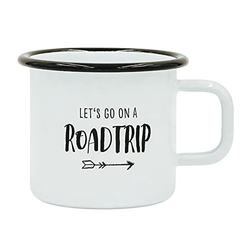 Him & I® - Emaille Tasse mit Spruch Let's go on a Roadtrip | Outdoor...