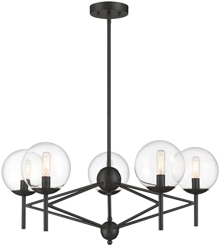 Minka Lavery 2795-66A Auresa Pendant, 5-Light, 200 Total Watts, 29-in H x 12-in W, Coal Black
