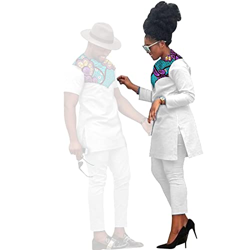 African Coupleswear Women's Ankara Printed Top and Pants Set Party Men's Top and Pants Set