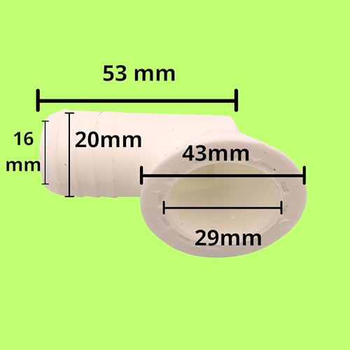Eck-Abfluss für Spüle Camper oder Wohnwagen Abfluss 20 mm, weißer Kunststoff mit Stopfen und Kette aus Metall, Dichtung aus schwarzem Gummi
