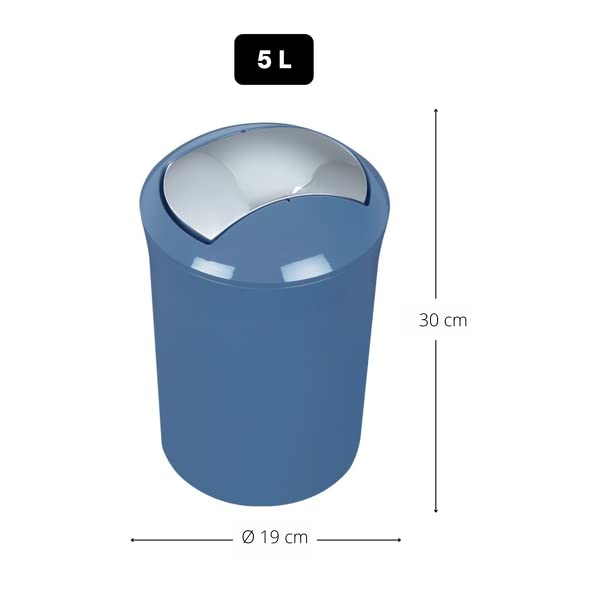 SPIRELLA Sydney Collection Bathroom Bin 19 x 19 x 30 cm (5 Litres) Polystyrene Blue - Image 3