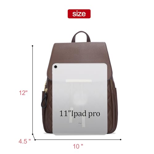 Image of KKXIU Quilted Trendy Leather Backpack Purse for Women and Ladies Shoulder Travel Daypacks Bags (Coffee)