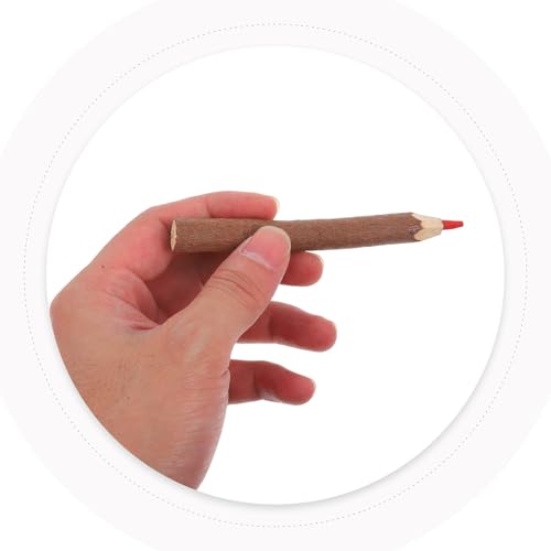 Lápices de colores con diseño de corteza natural en juego de 12 piezas con elegante base de madera 3
