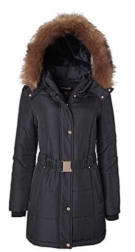 Sportoli Jackets for Women Down Alternative Parka Longer Winter Puffer Coat with Fur Hood4