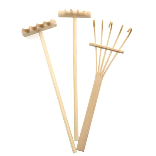 Set de 3 Mini Rastrillos Zen de Bambú para Jardín Decorativo miniatura 1