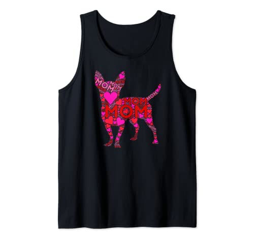Pink Red Heart Love Mom - Chihuahua dog Mama Mother's Day Tank Top