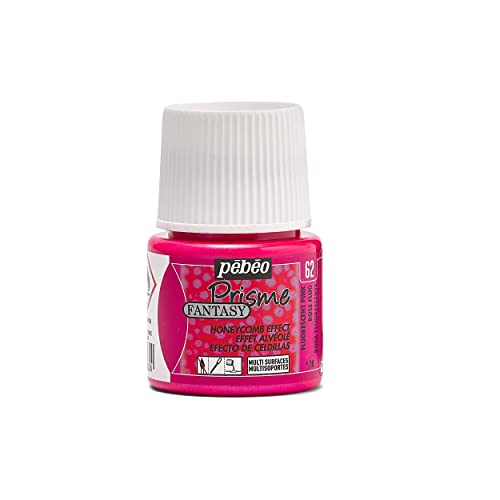 Pébéo – Fantasy Prisme Rose fluo – Peinture Rose fluo Effet Alvéolé – Rendu fluo – Peinture Multisupport - 45 ml