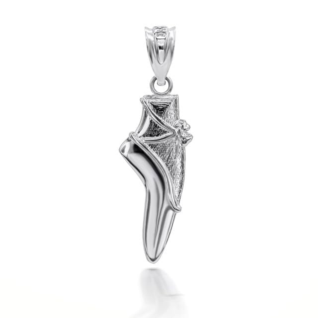 Claddagh Gold Ballet Shoe Dancing 3D Charm Pendant Necklace 925 Sterling Silver