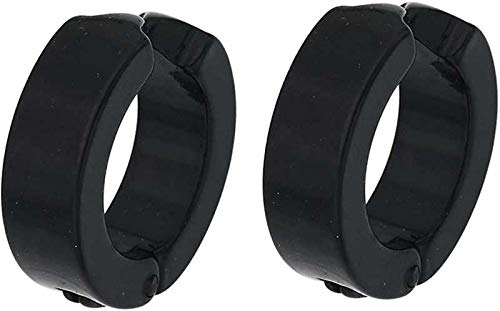 Mens Earring non piercing Black Huggie Ear Studs Metal Jewelry for Boys Clip on Style