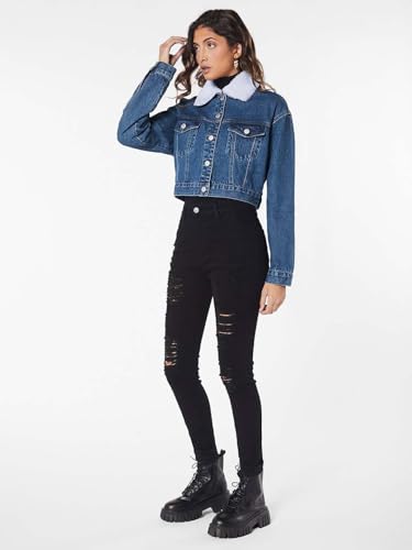 Image of KOTTY Women's Solid Alexis Blue Long Sleeve Denim Jacket