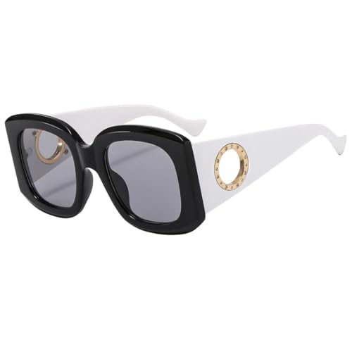 Lunettes de soleil surdimensionnées vintage noir et blanc pour femmes et hommes