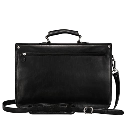 Image of Maxwell Scott - Mens Leather 17 inch Laptop Briefcase Satchel with Padded Strap - Made from Full Grain Hides - The Loreto Large