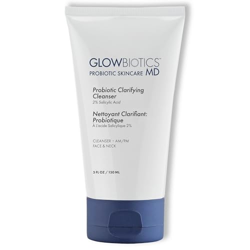 Glowbiotics Probiotic Clarifying Cleanser - 2% Salicylic Acid (BHA) & Peptides - 5 oz - Gentle Foaming Face Wash