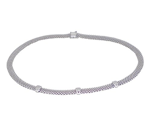 Sponsored Ad – GIO 'Mesh' Style Silver Necklace Finished Necklace with Three Oval Cubic Zirconia Elements