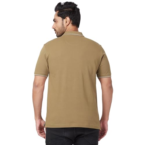 Image of Raymond Contemporary Fit Pure Cotton Solid Pattern Polo Neck Casual T-Shirt