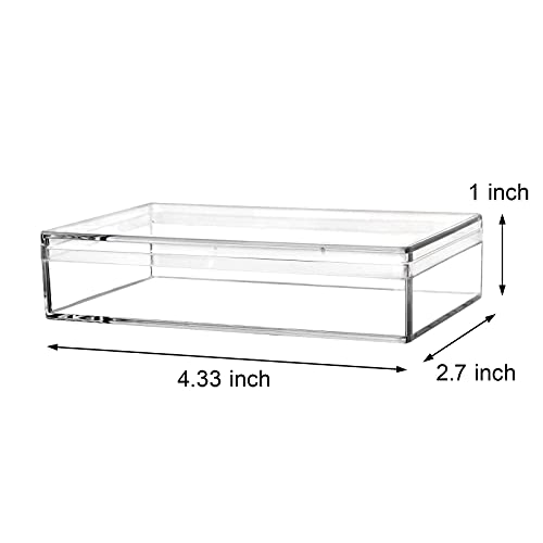 Image of Clear Acrylic Box with Lids, 4 Pack 4.3x2.7x1 Inch Clear Acrylic Plastic Square Cube Storage Candy Box Containers for Wedding, Party, Treats, Coin, Jewelry Accessories