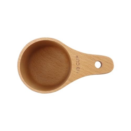Vaso medidor de madera 1/3 taza con mango corto miniatura 3