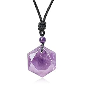 COAI Verstelbare nylon koord Amethist Crystal Quartz hanger ketting
