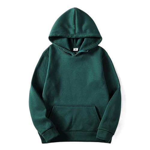 Mens Hoodies Pullover Lightweight Oversized Solid Color Long Sleeve Drawstring Hooded Sweatshirts With Pockets
