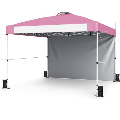Tangkula 10x10 Ft Pop Up Canopy Tent, Commercial Instant Tent with Removable Sidewall, 2 Hanging Bars, 4 Crossbars, 1 Vertical Bar, 1 Banner Strip, Outdoor Event Canopy for Market, Patio, Garden