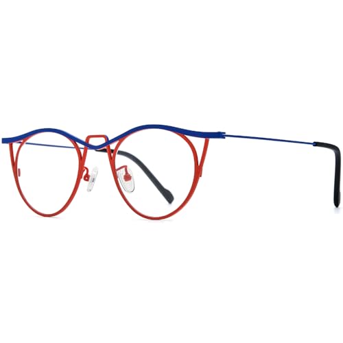 Image of FONEX Colorful Pure Titanium Glasses Frame Women Retro Round Eyeglasses F85782