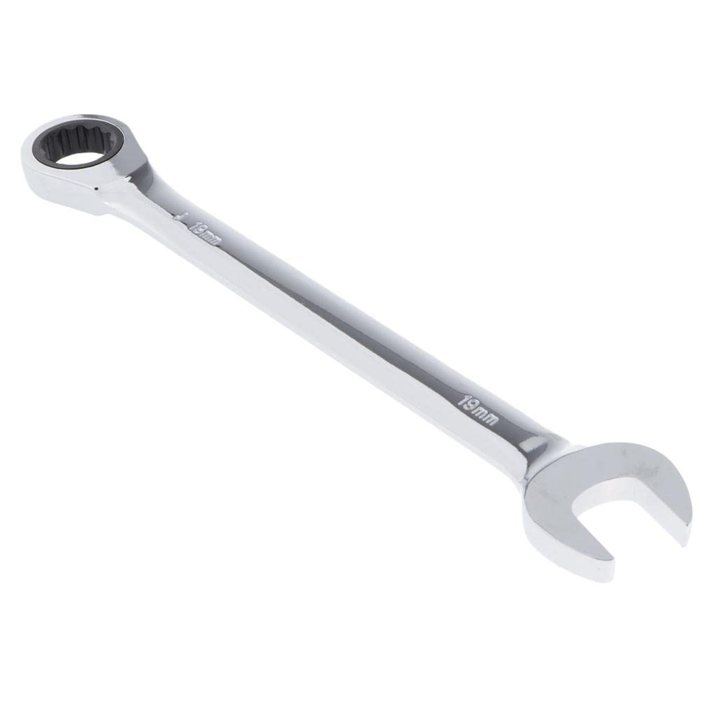 Skkwjege Silver, 19 Mm 1 Piece Metric Ratchet Wrench Gear Spanner Mirror Polishing Repair Tools 19 Mm, Silver