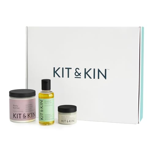 Kit & Kin New Mum Natural Skincare Bundle | Hypoallergenic, Vegan & Certified Natural | Gentle On Sensitive Skin | Mum to be Pamper Kit Gift Box | 3 Products + Gift Box