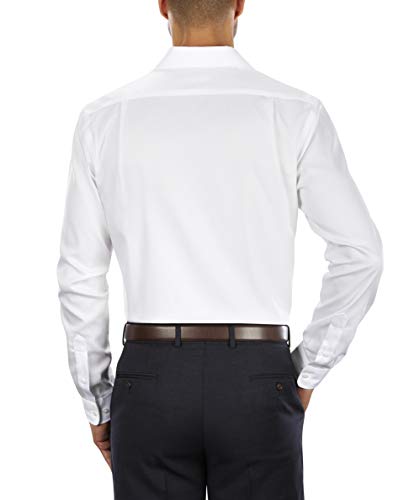 Tommy Hilfiger Men's Non Iron Slim Fit Solid Spread Collar Dress Shirt, White, 15.5