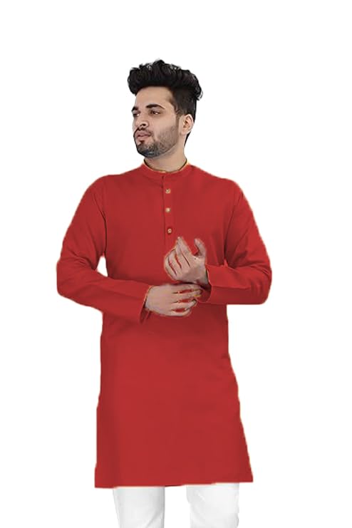 Image of Flossy Men's Cotton Blend Plain Solid Kurta for Men