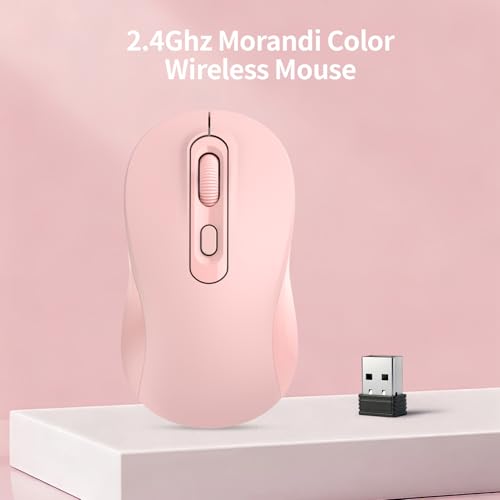 Image of Wireless Mouse, 2026 New Model, Silent Click Ergonomic Design, Portable, 4 Buttons, Adjustable DPI (800 /1200 /1600), for Laptop /PC /Office (Pink)