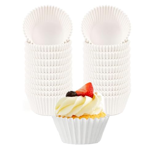Charming Decoration ベーキングカップ 500枚入れ 8号 グラシンカップ マフィンカップ 使い捨て 紙製 耐熱 防水 耐油 電子レンジ オーブン対応 DIY製菓用品 ケーキ 蒸しパンカップ (白(500枚入れ), 5cm*3cm)