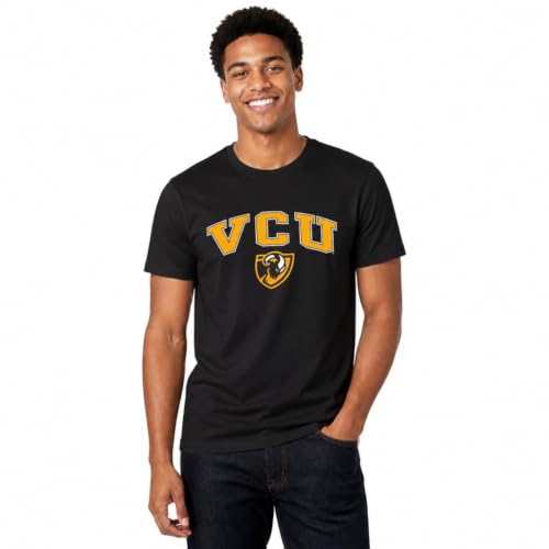 Campus Colors NCAA Adult Gameday Cotton T-Shirt - Premium Quality - Semi-Fitted Style - Officially Licensed Product (VCU Rams - Black, X-Large)