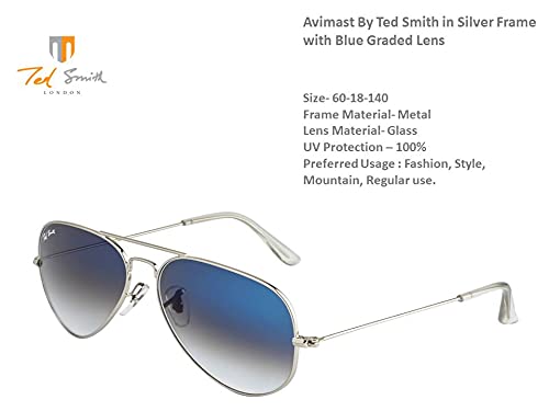 Image of Ted Smith Mens Womens Polycarbonate Uv Protection Metal Pilot Sunglasses