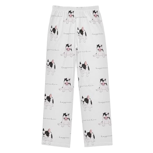 Boys' Pants French Bulldog Checkered White Long Bottoms Jogger Pants Elastic Waist Trousers with Pockets S-XL