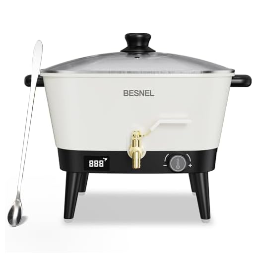 BESNEL Derretidor de cera para fabricação de velas, pote de derretimento de cera de vela de 8 litros com bico para base de sabão de cera de soja, derretimento elétrico de cera para fabricação de velas