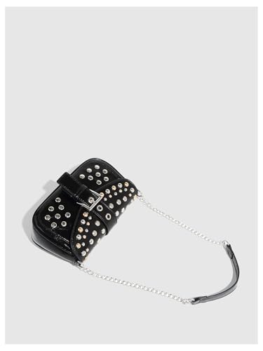 Verdusa Women's Punk Studded Leather Bags Top Handle Buckle Underarm Shoulder Handbags4