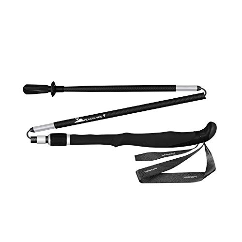 MIIKHI 1 bastón de trekking, 99% fibra de carbono, absorbe los golpes, ligeros, plegables, ajustables, bastones de senderismo profesionales para M